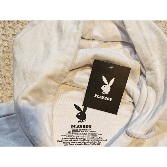 Playboy Hoodie Extra Large White Sweatshirt Sweater Pullover Logo New With Tags - Picture 5 of 5